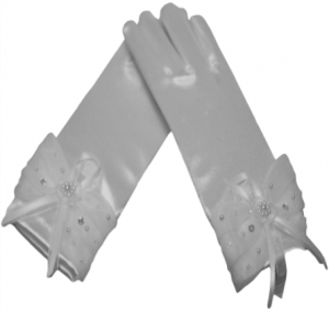 GIRLS SATIN GLOVES (0063004) WHITE